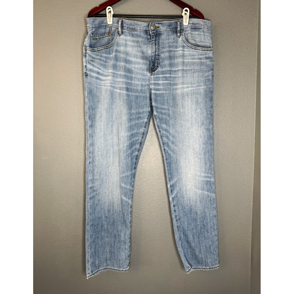 Armani Exchange Men’s Straight Light Wash Blue Denim Jeans Mid Rise 5-Pocket
